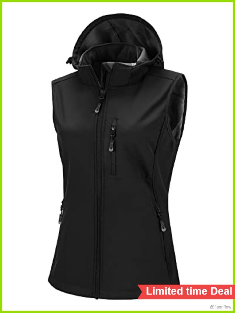 Women's Lightweight Softshell Vest Fleece Lined Waterproof Running Hooded